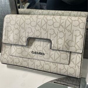 COPY - Calvin Klein Women's Monogram Flap Crossbody Bag Vanilla/Khaki